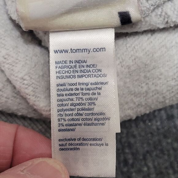 Tommy Jeans Hoodie Mens M All-Over Script Print Tommy Hilfiger Pullover Y2K - Picture 8 of 12